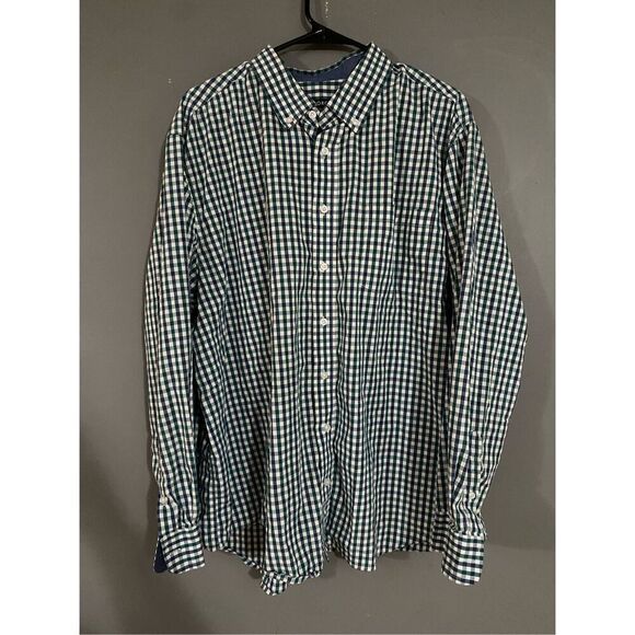George Green And White Plaid Long Sleeve Button Up Shirt Size 2XL - Picture 1 of 6